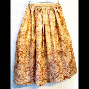 Elegant Golden Vintage Long Floral Skirt